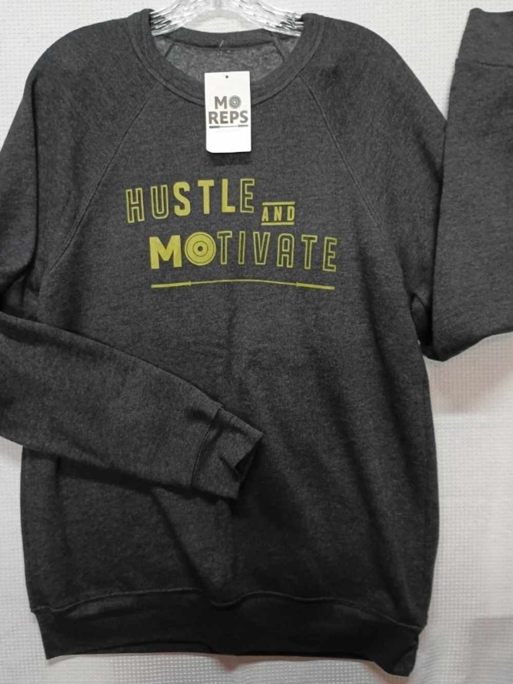 Women’s Dark Gray 'Hustle and Motivate' Crewneck Sweatshirt Large